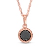Thumbnail Image 1 of 3/8 CT. Black Diamond Solitaire Beaded Frame Pendant in 10K Rose Gold