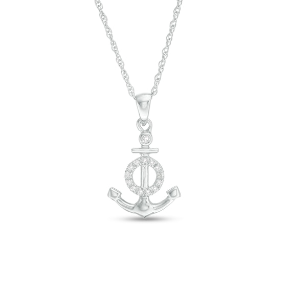 1/20 CT. T.w. Diamond Anchor with Circle Pendant in Sterling Silver