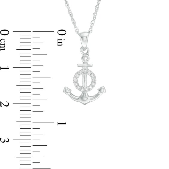 1/20 CT. T.w. Diamond Anchor with Circle Pendant in Sterling Silver