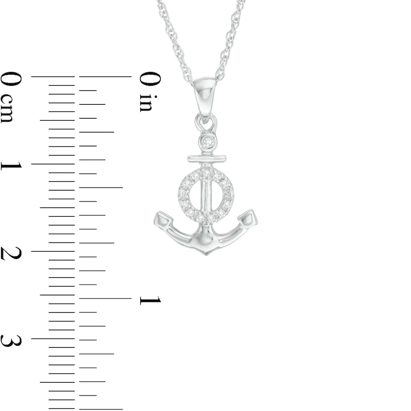 1/20 CT. T.W. Diamond Anchor with Circle Pendant in Sterling Silver
