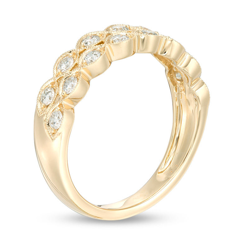 Main Image 3 of 1/2 CT. T.W. Certified Diamond Vintage-Style Double Row Ring in 14K Gold (I/I1)