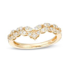 1/3 CT. T.W. Certified Diamond Double Row Chevron Ring in 14K Gold (I/I1)
