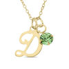 Thumbnail Image 0 of 5.0mm Simulated Birthstone and Initial Charm Pendant in 10K Gold (1 Stone and Initial)