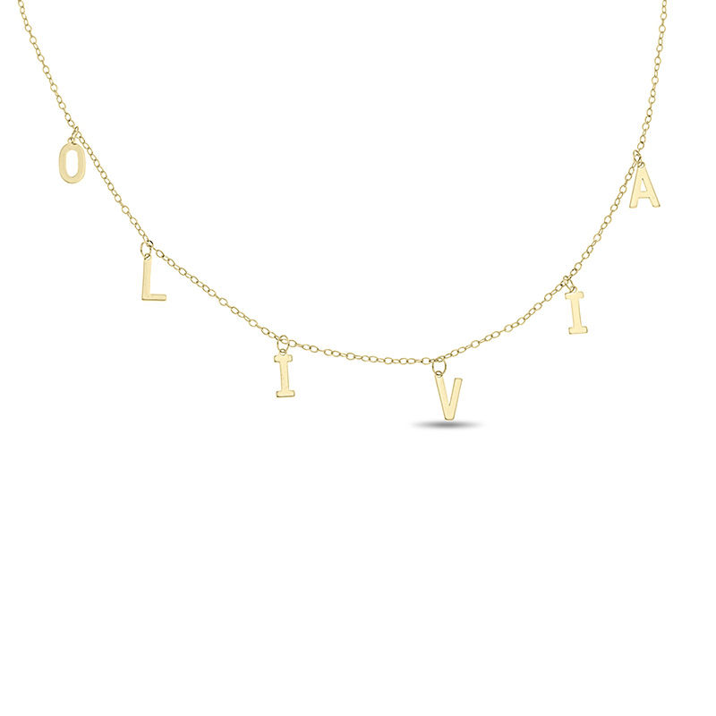 LOVE Letter Station Necklace in 10K Gold - 20