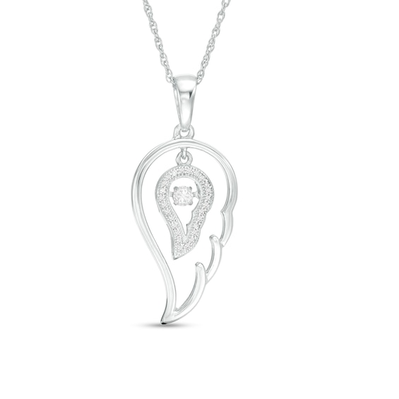 0.19 CT. T.w. Diamond Double Angel Wing Pendant in Sterling Silver