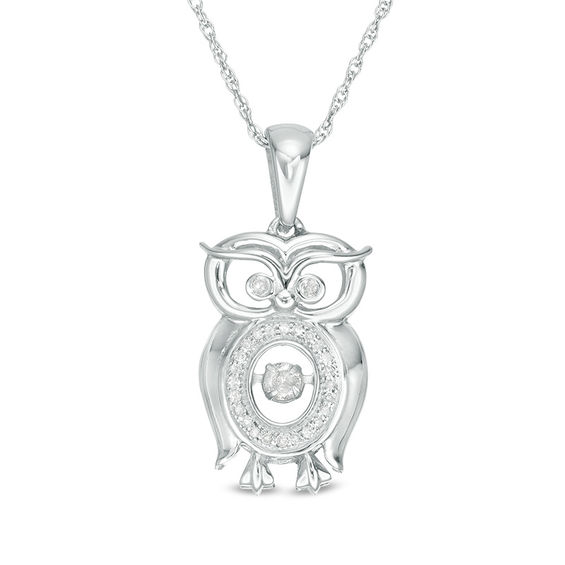 0.19 CT. T.w. Diamond Owl Pendant in Sterling Silver