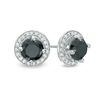 Thumbnail Image 0 of 2 CT. T.W. Enhanced Black and White Diamond Frame Stud Earrings in Sterling Silver