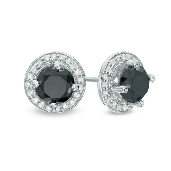 2 CT. T.w. Enhanced Black and White Diamond Frame Stud Earrings in Sterling Silver