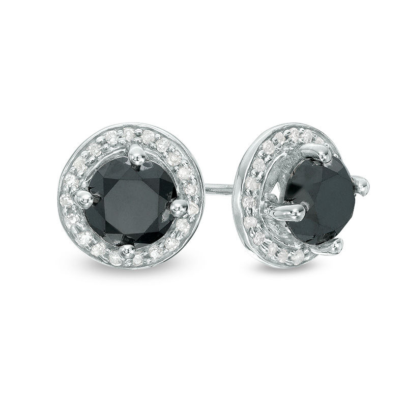 2 CT. T.W. Enhanced Black and White Diamond Frame Stud Earrings in Sterling Silver