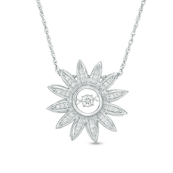 0.20 CT. T.w. Diamond Flower Pendant in Sterling Silver