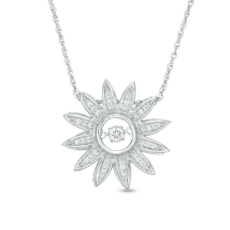 0.20 CT. T.W. Diamond Flower Pendant in Sterling Silver