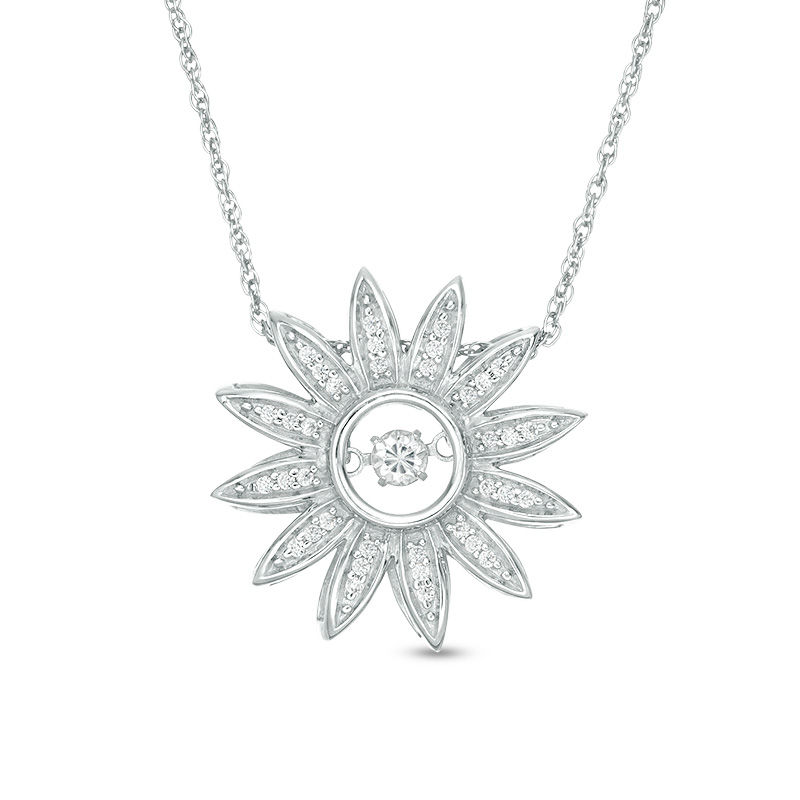 0.20 CT. T.W. Diamond Flower Pendant in Sterling Silver