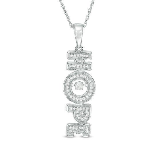 0.24 CT. T.w. Diamond Sideways "Hope" Pendant in Sterling Silver