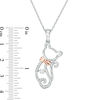 Thumbnail Image 1 of 0.19 CT. T.W. Diamond Cat with Bow Pendant in Sterling Silver and 14K Rose Gold Plate