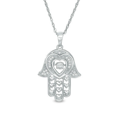 Unstoppable Love 1 6 Ct T W Diamond Heart Hamsa Pendant In Sterling Silver Zales - Hamsa Pendant Diamond