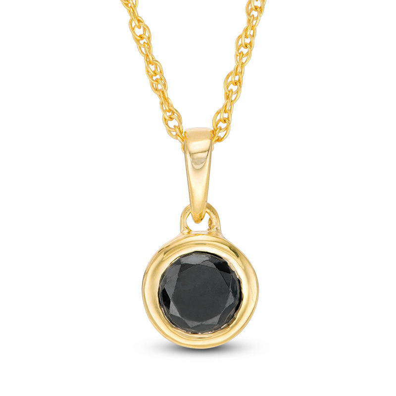 3/8 CT. Enhanced Black Diamond BezelSet Solitaire Pendant in 10K Gold