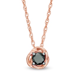 3/8 CT. Black Diamond Solitaire Swirl Frame Pendant in 10K Rose Gold