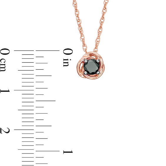 3/8 CT. Black Diamond Solitaire Swirl Frame Pendant in 10K Rose Gold