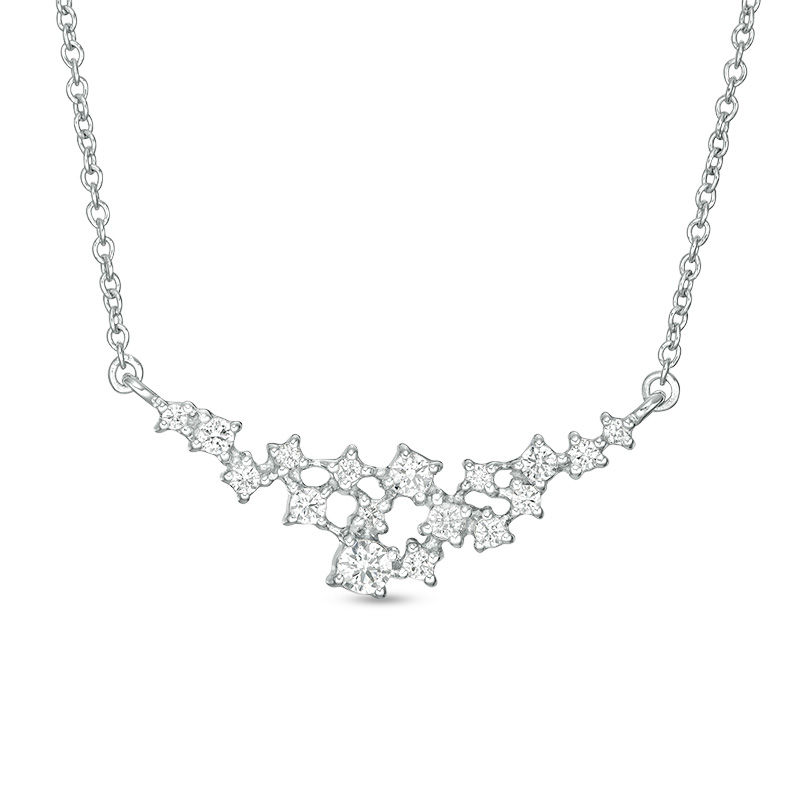 Main Image 1 of 1/4 CT. T.W. Diamond Scatter Necklace in 10K White Gold - 16"
