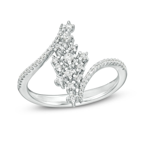 1/4 CT. T.w. Diamond Scatter Linear Bypass Ring in 10K Rose Gold