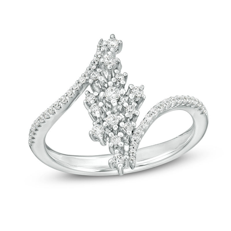 Main Image 1 of 1/4 CT. T.W. Diamond Scatter Linear Bypass Ring in 10K Rose Gold