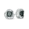 Thumbnail Image 1 of 5/8 CT. T.W. Black Diamond Solitaire Open Swirl Frame Stud Earrings in 10K White Gold