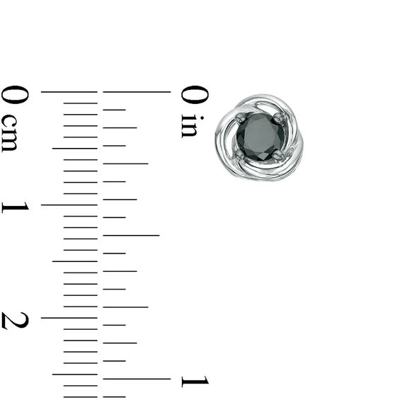 5/8 CT. T.w. Black Diamond Solitaire Open Swirl Frame Stud Earrings in 10K White Gold