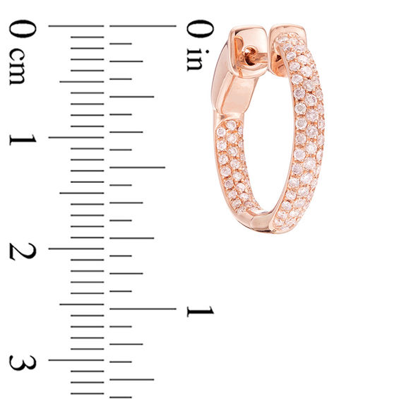 1/2 CT. T.w. Certified Pink Diamond Multi-Row Inside-Out Hoop Earrings in 14K Rose Gold (Fancy/I2)