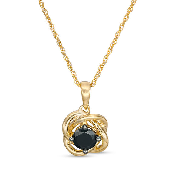 3/8 CT. Black Diamond Solitaire Love Knot Pendant in 10K Gold