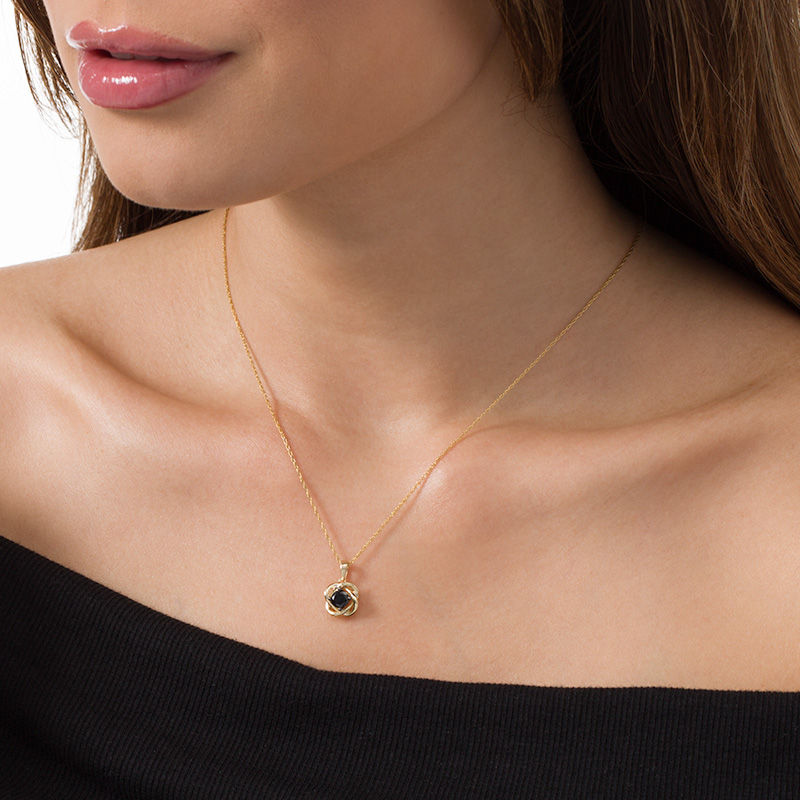 Main Image 2 of 3/8 CT. Black Diamond Solitaire Love Knot Pendant in 10K Gold
