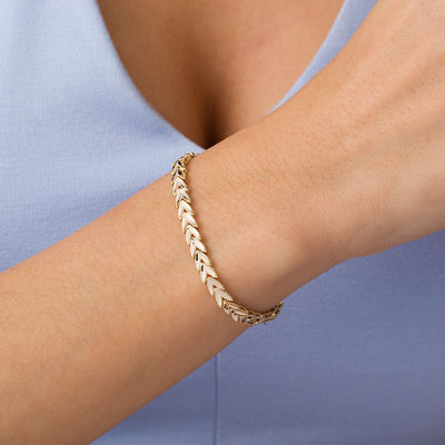 Jewelry Adviser Bracelets Leslies 10K Gold w/Rhodium Diamond-cut Bracelet Length 7