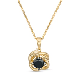 3/8 CT. Black Diamond Solitaire Love Knot Pendant in 10K Gold
