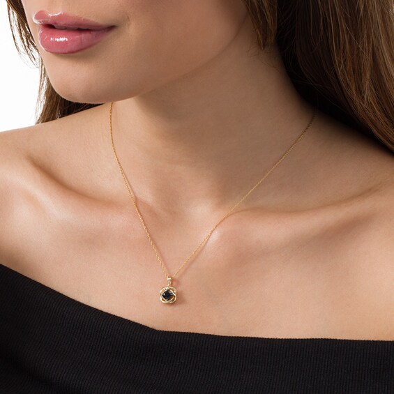 3/8 CT. Black Diamond Solitaire Love Knot Pendant in 10K Gold