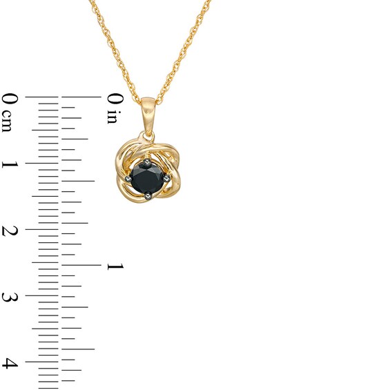 3/8 CT. Black Diamond Solitaire Love Knot Pendant in 10K Gold