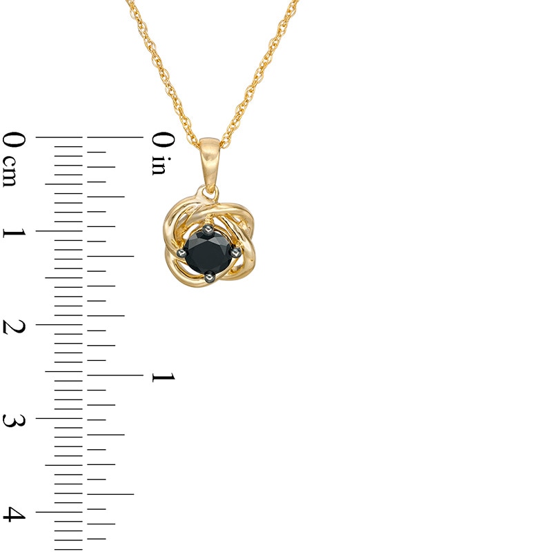 Main Image 3 of 3/8 CT. Black Diamond Solitaire Love Knot Pendant in 10K Gold