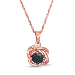 3/8 CT. Black Diamond Solitaire Love Knot Pendant in 10K Rose Gold