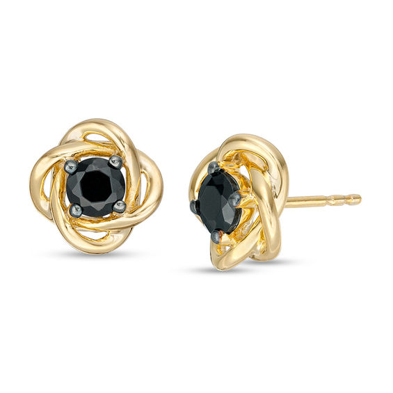5/8 CT. T.W. Enhanced Black Diamond Solitaire Love Knot Stud Earrings in 10K Gold 5/8 CT. T.W. Enhanced Black Diamond Solitaire Love Knot Stud Earrings in 10K Gold