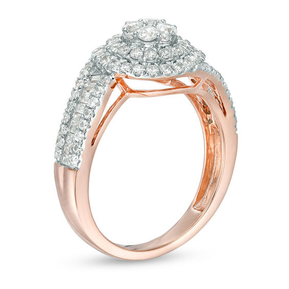 1 CT. T.W. Baguette and Round Composite Diamond Bypass Engagement Ring in 10K Rose Gold 1 CT. T.W. Baguette and Round Composite Diamond Bypass Engagement Ring in 10K Rose Gold