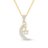 Thumbnail Image 1 of 1/6 CT. T.W. Diamond Crescent Moon and Star Charm Pendant in Sterling Silver with 14K Gold Plate
