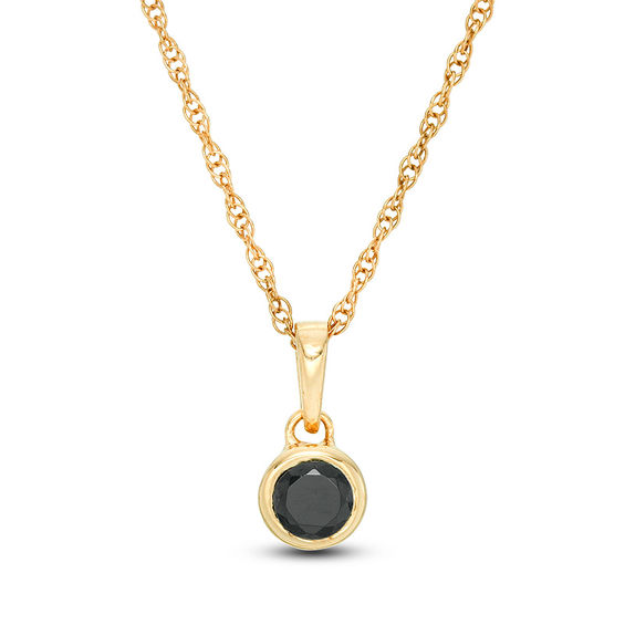 1/5 CT. Black Diamond Bezel-Set Solitaire Pendant in 10K Gold