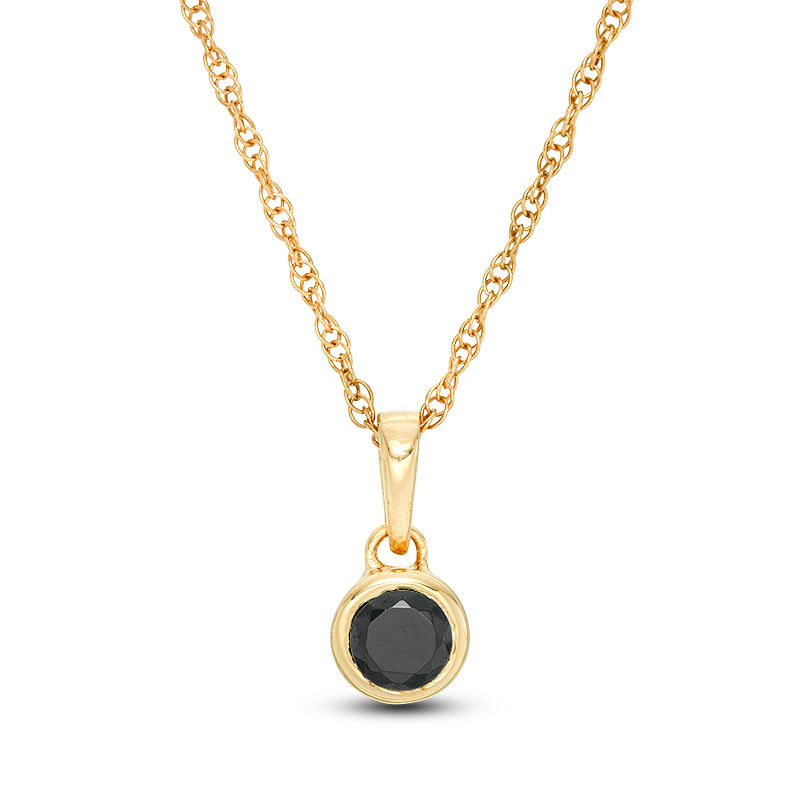 Main Image 1 of 1/5 CT. Black Diamond Bezel-Set Solitaire Pendant in 10K Gold