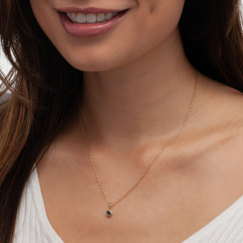 Main Image 2 of 1/5 CT. Black Diamond Bezel-Set Solitaire Pendant in 10K Gold