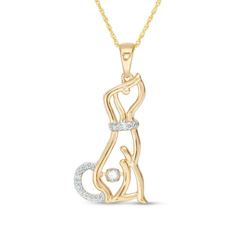 0.15 CT. T.W. Diamond Dog Pendant in Sterling Silver with 14K Gold Plate