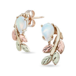 Black Hills Gold Pear-Shaped Opal Vine Drop Earrings