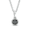 Thumbnail Image 1 of 1/5 CT. Black Diamond Solitaire Beaded Frame Pendant in 10K White Gold