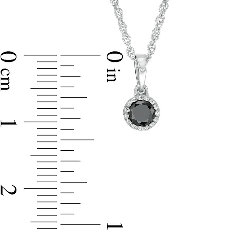 1/5 CT. Black Diamond Solitaire Beaded Frame Pendant in 10K White Gold