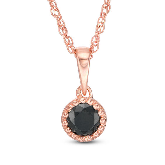 1/5 CT. Enhanced Black Diamond Solitaire Beaded Frame Pendant in 10K Rose Gold 1/5 CT. Enhanced Black Diamond Solitaire Beaded Frame Pendant in 10K Rose Gold
