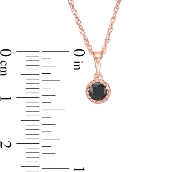 1/5 CT. Enhanced Black Diamond Solitaire Beaded Frame Pendant in 10K Rose Gold 1/5 CT. Enhanced Black Diamond Solitaire Beaded Frame Pendant in 10K Rose Gold