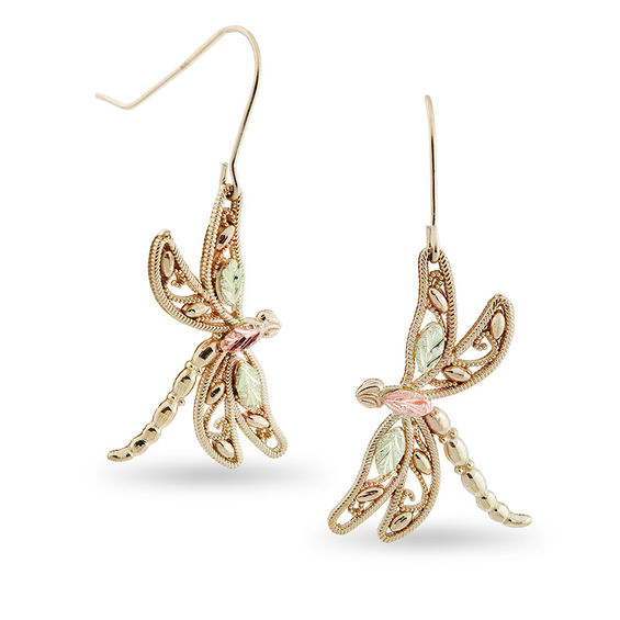 Black Hills Gold Diamond-Cut Dragonfly Drop Earrings