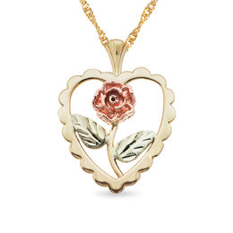 Black Hills Gold Flower Scallop Heart Pendant